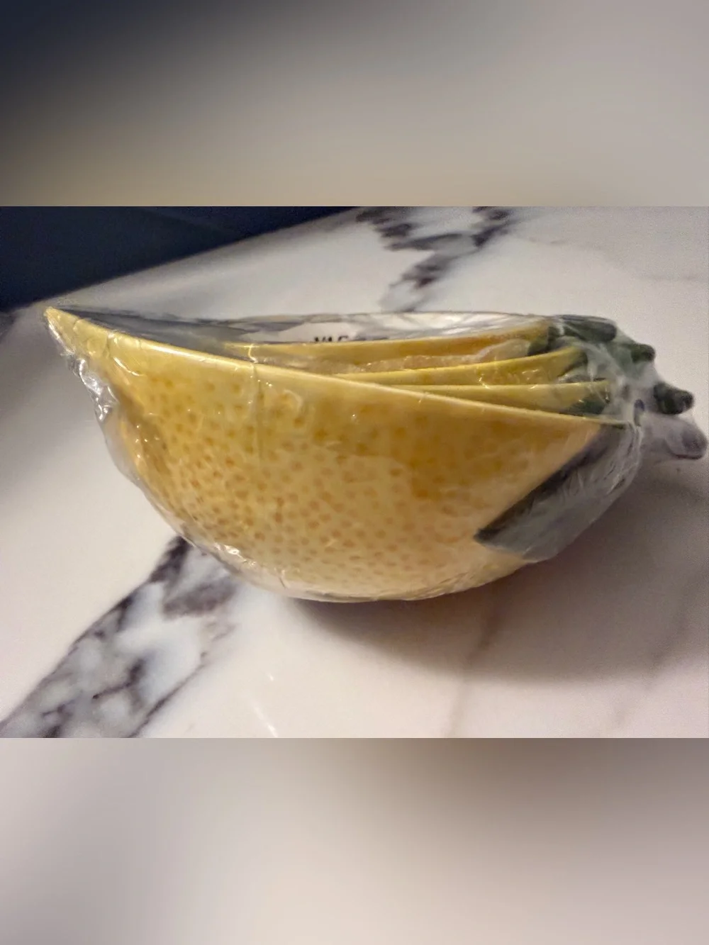 NEW Set of 4 Yellow Lemon-Shaped Ceramic Nesting Measuring Cups